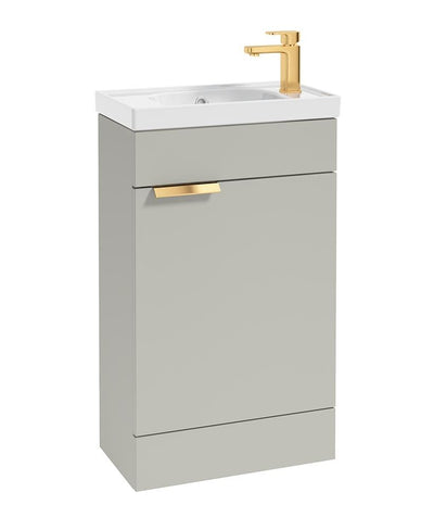 Stockholm Floorstanding 50Cm Single Door Cloakroom Unit Matt Arctic Grey-Brushed Gold Handle