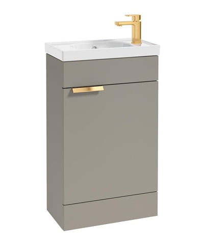 Stockholm Floorstanding 50Cm Single Door Cloakroom Unit Matt Khaki-Brushed Gold Handle