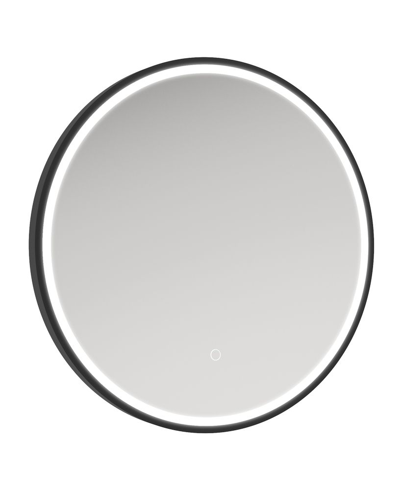 Astrid Beam 600Mm Round Illuminated Metal Frame Led Mirror Matt Black