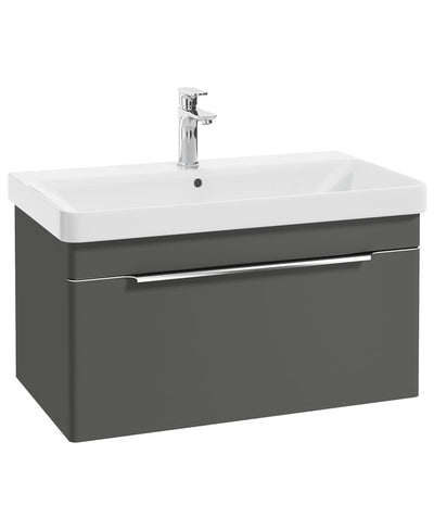 Vagar Wall Hung 80Cm Single Drawer Unit Matt Dolphin Grey