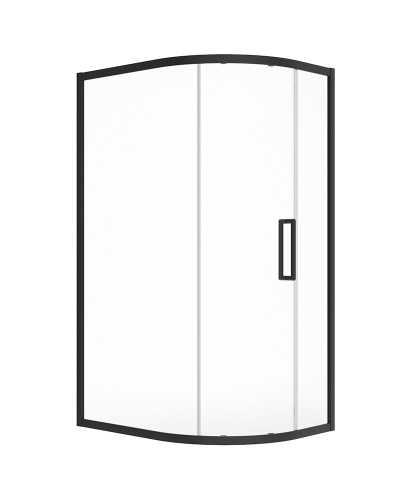 Aspect Single Door Offset Quadrant 1000X800Mm Shower Door Matt Black