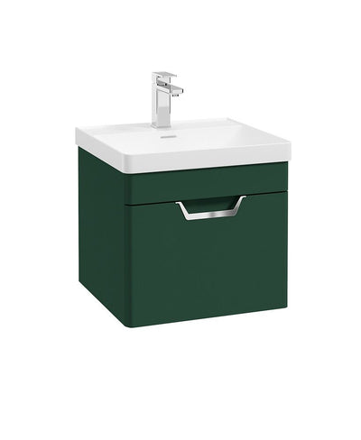 Freya Wall Hung 50Cm Single Drawer Unit Matt Wreath Green-Chrome Handle