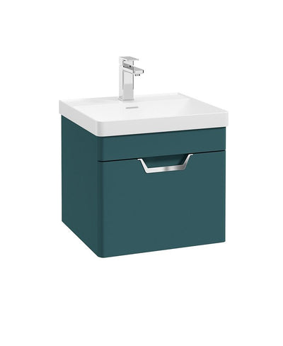 Freya Wall Hung 50Cm Single Drawer Unit Matt Ocean Blue-Chrome Handle