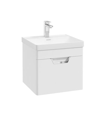 Freya Wall Hung 50Cm Single Drawer Unit Matt White-Chrome Handle