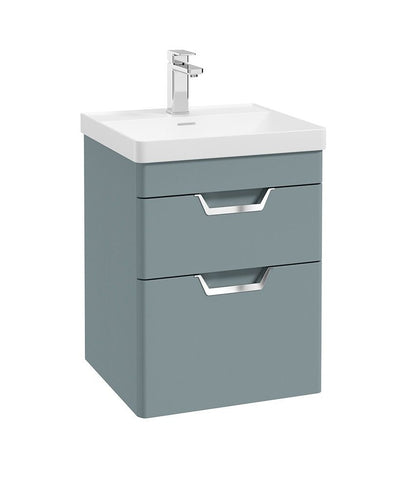Freya Wall Hung 50Cm Two Drawer Unit Matt Coral Green-Chrome Handles