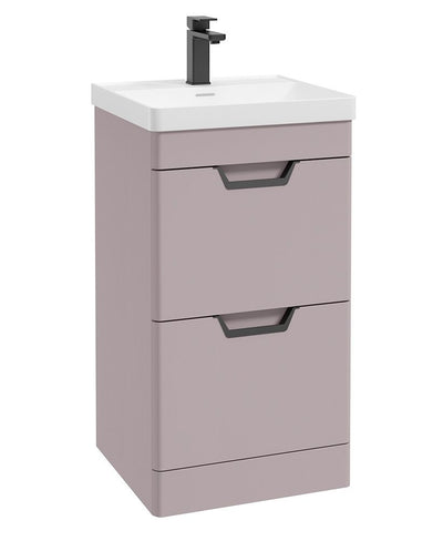 Freya Floorstanding 50Cm Two Drawer Unit Matt Cashmere Pink-Black Handles