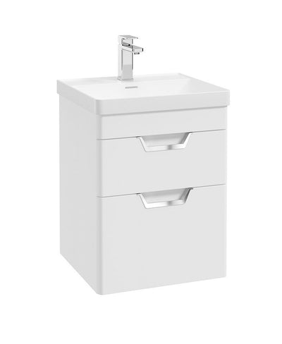 Freya Wall Hung 50Cm Two Drawer Unit Matt White-Chrome Handles