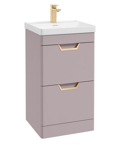 Freya Floorstanding 50Cm Two Drawer Unit Matt Cashmere Pink-Gold Handles