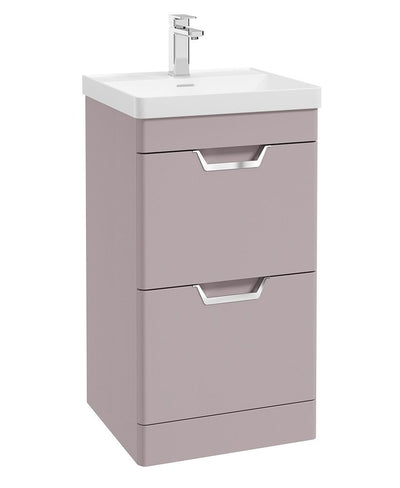 Freya Floorstanding 50Cm Two Drawer Unit Matt Cashmere Pink-Chrome Handles