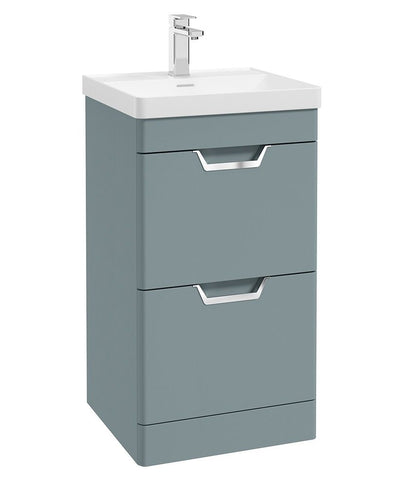 Freya Floorstanding 50Cm Two Drawer Unit Matt Coral Green-Chrome Handles