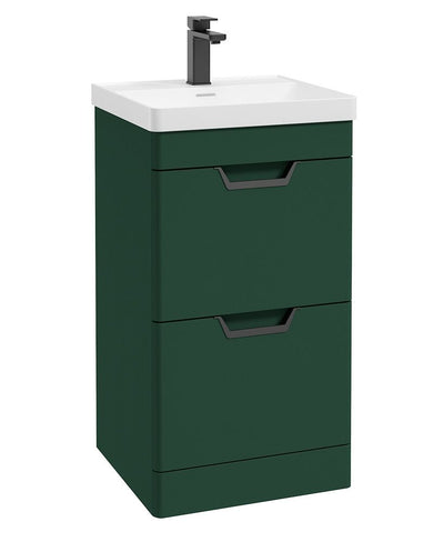 Freya Floorstanding 50Cm Two Drawer Unit Matt Wreath Green-Black Handles