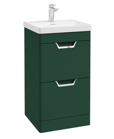 Freya Floorstanding 50Cm Two Drawer Unit Matt Wreath Green-Chrome Handles