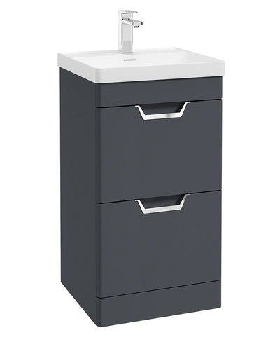 Freya Floorstanding 50Cm Two Drawer Unit Matt Night Sky Blue-Chrome Handles