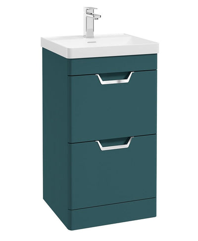 Freya Floorstanding 50Cm Two Drawer Unit Matt Ocean Blue-Chrome Handles
