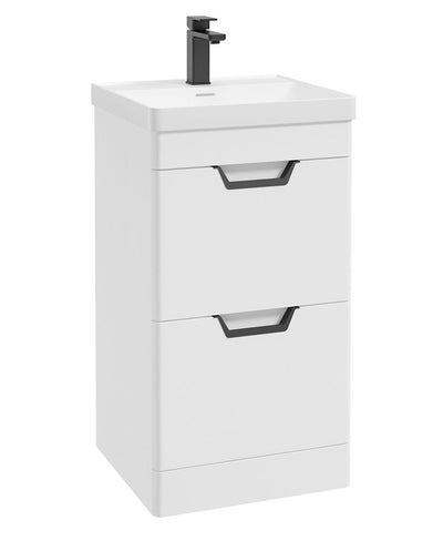 Freya Floorstanding 50Cm Two Drawer Unit Matt White-Black Handles