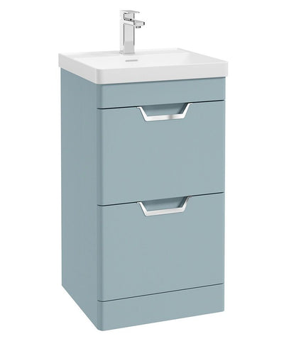 Freya Floorstanding 50Cm Two Drawer Unit Matt Morning Sky Blue-Chrome Handles