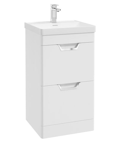 Freya Floorstanding 50Cm Two Drawer Unit Matt White-Chrome Handles
