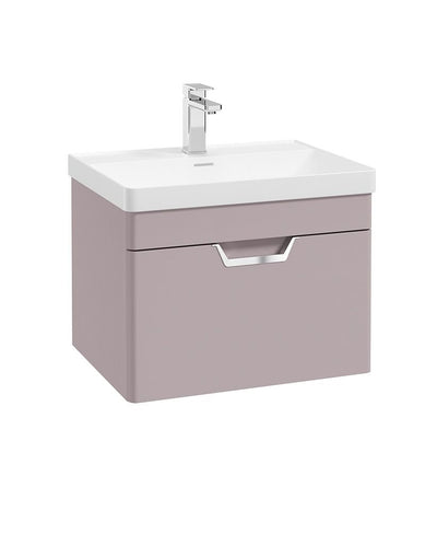 Freya Wall Hung 60Cm Single Drawer Unit Matt Cashmere Pink-Chrome Handle