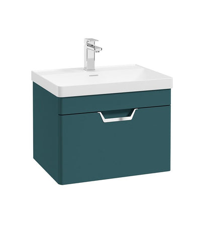 Freya Wall Hung 60Cm Single Drawer Unit Matt Ocean Blue-Chrome Handle