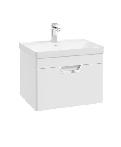 Freya Wall Hung 60Cm Single Drawer Unit Matt White-Chrome Handle