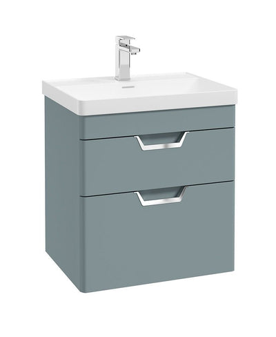 Freya Wall Hung 60Cm Two Drawer Unit Matt Coral Green-Chrome Handles