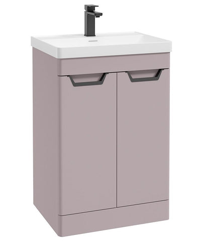 Freya Floorstanding 60Cm Two Door Unit Matt Cashmere Pink-Black Handles
