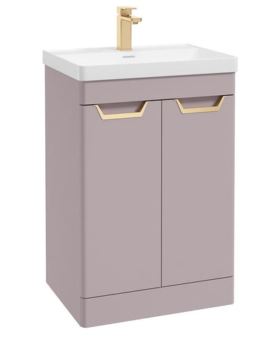 Freya Floorstanding 60Cm Two Door Unit Matt Cashmere Pink-Gold Handles