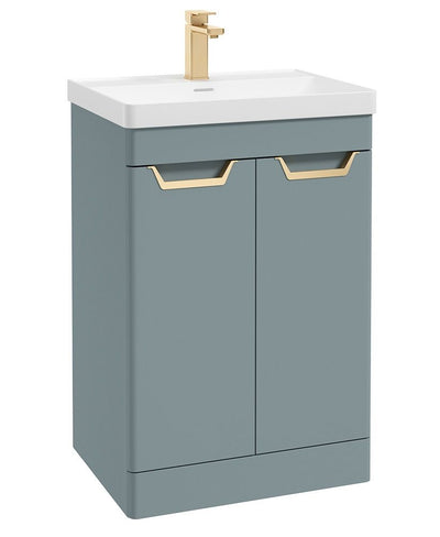 Freya Floorstanding 60Cm Two Door Unit Matt Coral Green-Gold Handles
