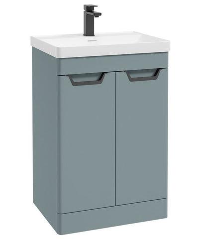 Freya Floorstanding 60Cm Two Door Unit Matt Coral Green-Black Handles