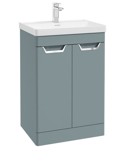 Freya Floorstanding 60Cm Two Door Unit Matt Coral Green-Chrome Handles