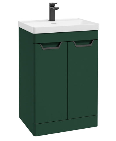 Freya Floorstanding 60Cm Two Door Unit Matt Wreath Green-Black Handles