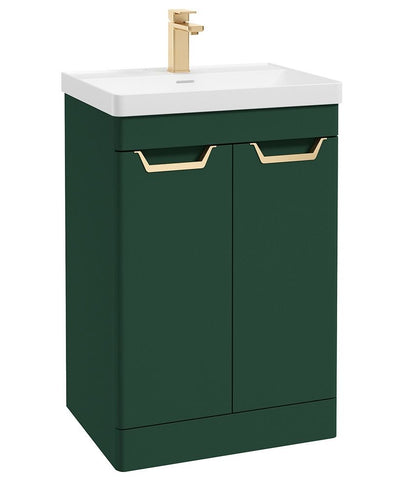 Freya Floorstanding 60Cm Two Door Unit Matt Wreath Green-Gold Handles