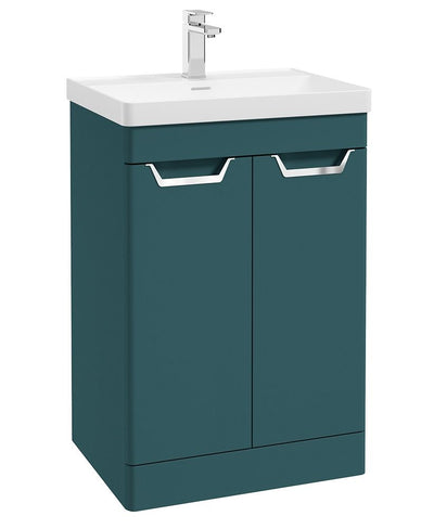 Freya Floorstanding 60Cm Two Door Unit Matt Ocean Blue-Chrome Handles