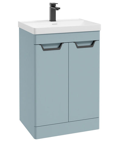 Freya Floorstanding 60Cm Two Door Unit Matt Morning Sky Blue-Black Handles