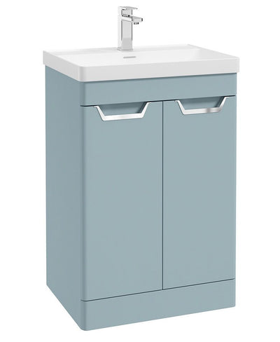 Freya Floorstanding 60Cm Two Door Unit Matt Morning Sky Blue-Chrome Handles
