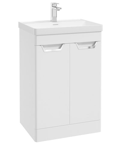 Freya Floorstanding 60Cm Two Door Unit Matt White-Chrome Handles