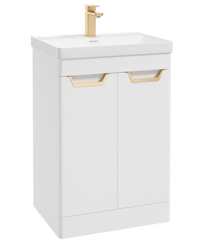 Freya Floorstanding 60Cm Two Door Unit Matt White-Gold Handles
