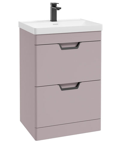 Freya Floorstanding 60Cm Two Drawer Unit Matt Cashmere Pink-Black Handles