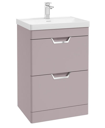 Freya Floorstanding 60Cm Two Drawer Unit Matt Cashmere Pink-Chrome Handles