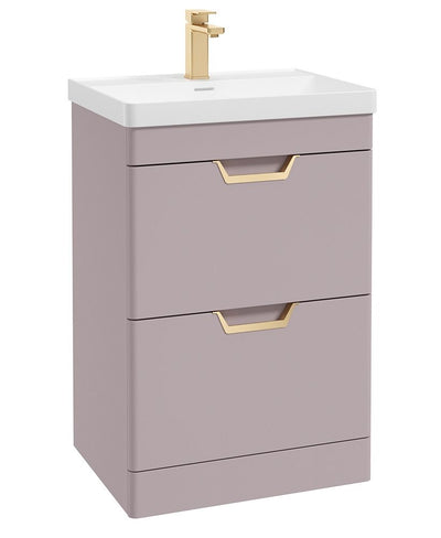 Freya Floorstanding 60Cm Two Drawer Unit Matt Cashmere Pink-Gold Handles