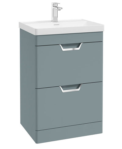 Freya Floorstanding 60Cm Two Drawer Unit Matt Coral Green-Chrome Handles