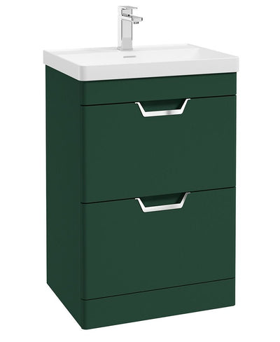 Freya Floorstanding 60Cm Two Drawer Unit Matt Wreath Green-Chrome Handles