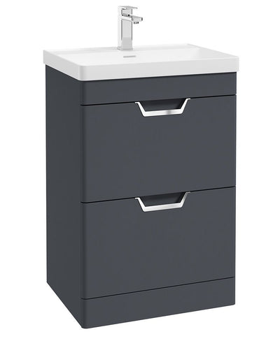 Freya Floorstanding 60Cm Two Drawer Unit Matt Night Sky Blue-Chrome Handles