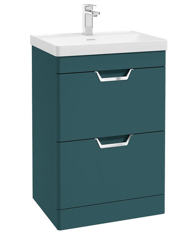 Freya Floorstanding 60Cm Two Drawer Unit Matt Ocean Blue-Chrome Handles