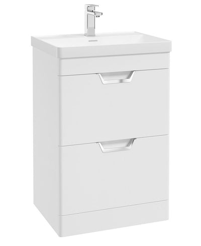 Freya Floorstanding 60Cm Two Drawer Unit Matt White-Chrome Handles
