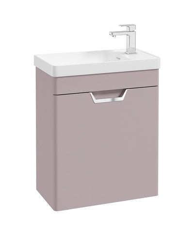 Freya Wall Hung 55Cm Single Door Cloakroom Unit Matt Cashmere Pink-Chrome Handle