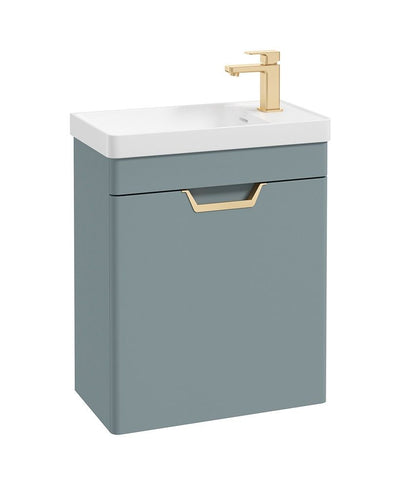 Freya Wall Hung 55Cm Single Door Cloakroom Unit Matt Coral Green-Gold Handle