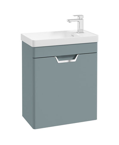 Freya Wall Hung 55Cm Single Door Cloakroom Unit Matt Coral Green-Chrome Handle