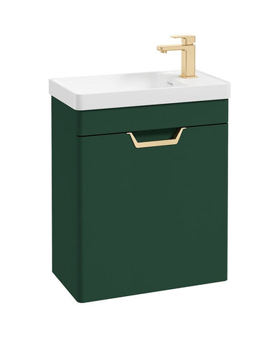 Freya Wall Hung 55Cm Single Door Cloakroom Unit Matt Wreath Green-Gold Handle