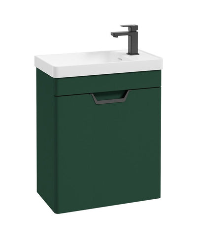 Freya Wall Hung 55Cm Single Door Cloakroom Unit Matt Wreath Green-Black Handle